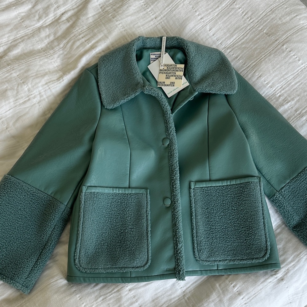 Baum und pferdgarten Faux Leather Jacket with Sherpa Trim